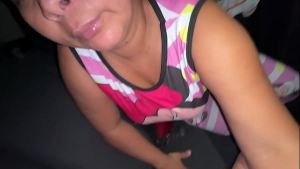 I take my big-assed, mature old whore to hide in the car without her husband knowing.