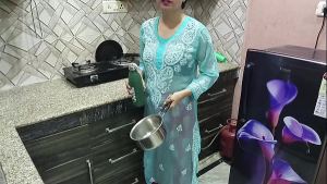Desi Indian Big Boobs step Mom teaches her StepSon How to fuck in kitchen ( Hindi Audio )