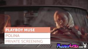 Petite teen blondie Polina reveals her nice shaved pussy in a vintage car