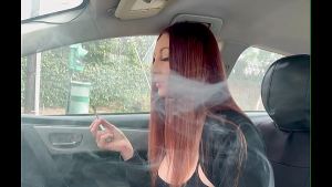 Italian Long Hair Hot Milf Artemisia Love Solo in The Car Smoking Fetish Session