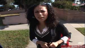 18yo Latina Teen with natural tits pick up at the street for car sex