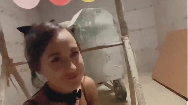 Dominant Girl Mistress tied Bondage Guy at Car Parking, Sucked and fucked his mouth with dildo, Femdom, Teens