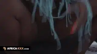 Blue hair woman picks up a guy in a club