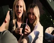 Threesome With Blonde Fans