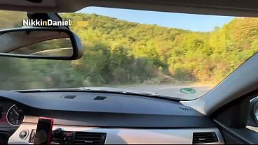 Amateur couple. Spontaneous Outdoor Sex on the Car Hood