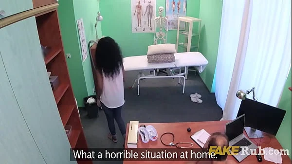 Busty Ebony Walks In On Naked Doctor Resting In His Clinic