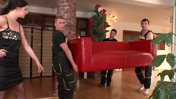 Gang bang with slutty mature big tits mom