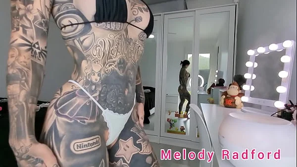 Micro Bikini & Lace G String Try On Haul Petite Trans HUGE BOOBS Black Hair Goth Romantic Fitness GYM MILF with Hentai Tattoos Melody Radford