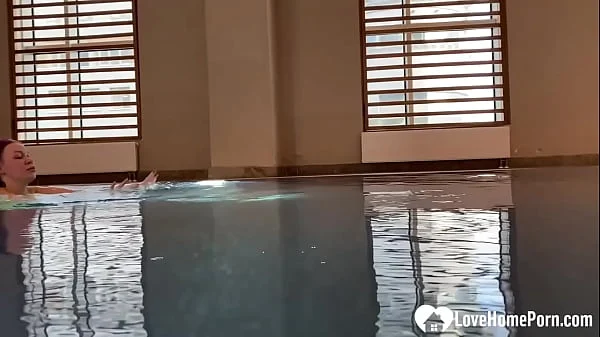 Purple haired hottie goes down on me in public