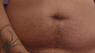 Chubby bear jerks off until he cums