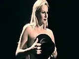 Abi Titmuss in lingerie does some sexy strip dance with two