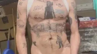 Beermunkie hot white trash smoker jerks his big cock while smoking