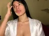 Brunette Tranny jerking in hard dick in solo Webcam