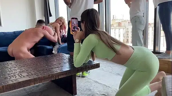 Crazy Public Threesome and Backstage Blowjob