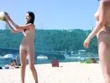 Hot nudist girl filmed by a voyeur with a hidden camera