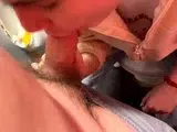 Public Restroom Blowjob with a Mysterious Brunette