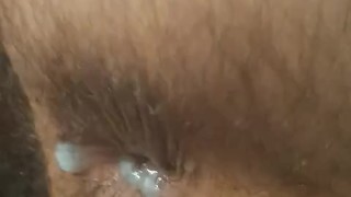 Wide Cock Cums on Hairy Hole