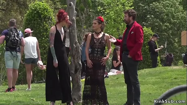 Alt mistress Silvia Rubi and master Steve Holmes walked Spanish hottie Julia Roca at Barcelona streets then suffered rope suspension