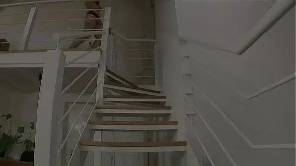 Hot Blonde in Spike Heels Gets Banged on the Stairs SQF