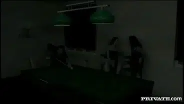 Leanna and Sonia Get Fucked in the Ass at a Pool Hall by One Guy