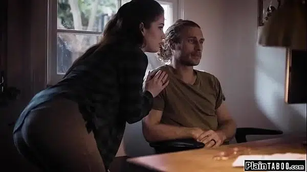 Small tits milf thanks the guy for saving her.Later that night he walks in finding her instead of his wife.He needs to fuck her to get her back