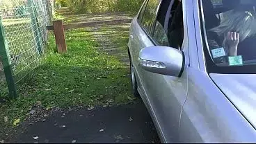 Busty French Milf Blows my cock in a car